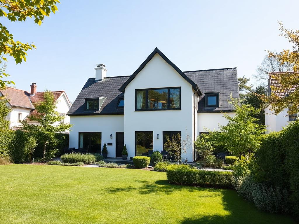 Weißes Einfamilienhaus mit Garten in Bremen Oberneuland