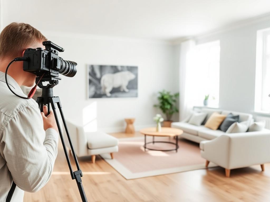 Professionelle Immobilienfotografie in einem hellen Wohnzimmer
